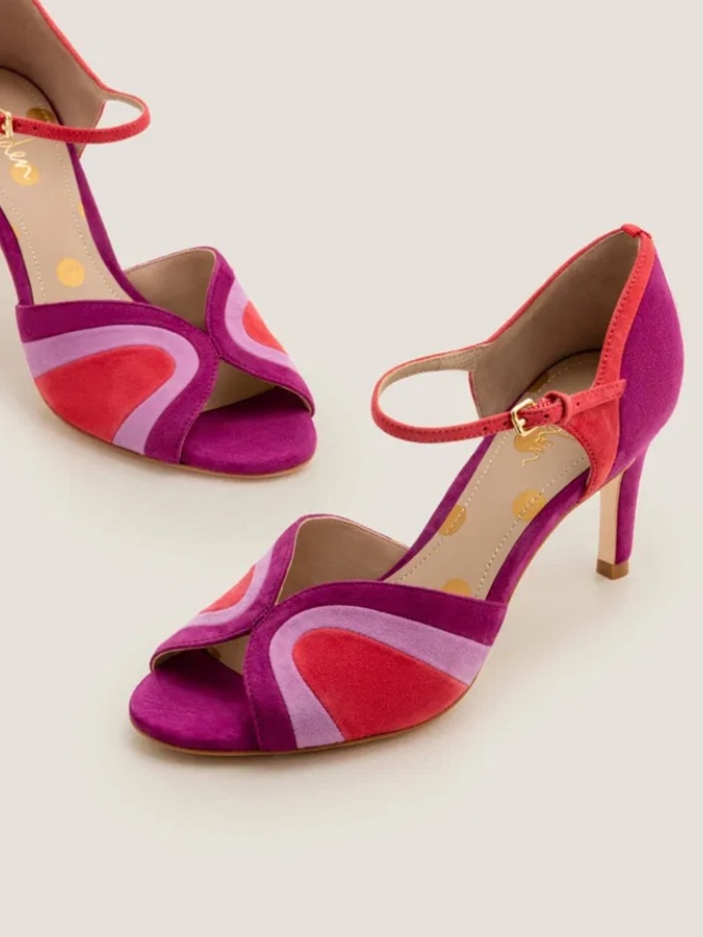Boden Eugenie Suede Colorblock Heels Pink Red EU 42 US 10.5
